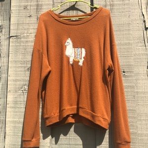 Wet Seal orange llama sweater